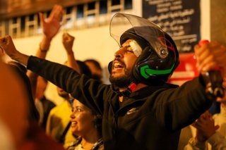 RABAT, Oct. 3, 2025  -- People participate in a protest demanding for better public services in downtown Rabat, Morocco, Oct. 2, 2025.   Three people were killed during youth-led protests near Morocco's Atlantic coastal city of Agadir, the Moroccan Interi