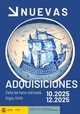 Cartel del proyecto expositivo 'Nuevas adquisiciones' en el Museo Nacional de Arqueología Subacuática.