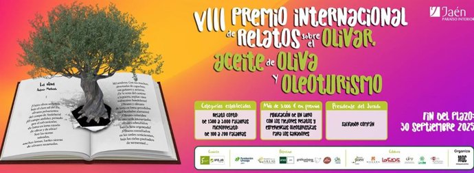 Cartel del VIII Premio Internacional de Relatos sobre Olivar, Aceite de Oliva y Oleoturismo.