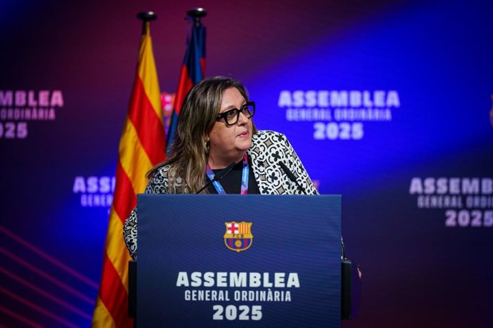 La vicepresidenta del FC Barcelona Elena Fort en la Asamblea General Ordinaria 2025