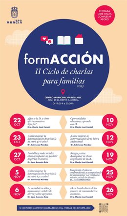Ayuntamiento Murcia pone en marcha el II Ciclo de Charlas para Familias centrado en la IA y ansiedad en los adolescentes
