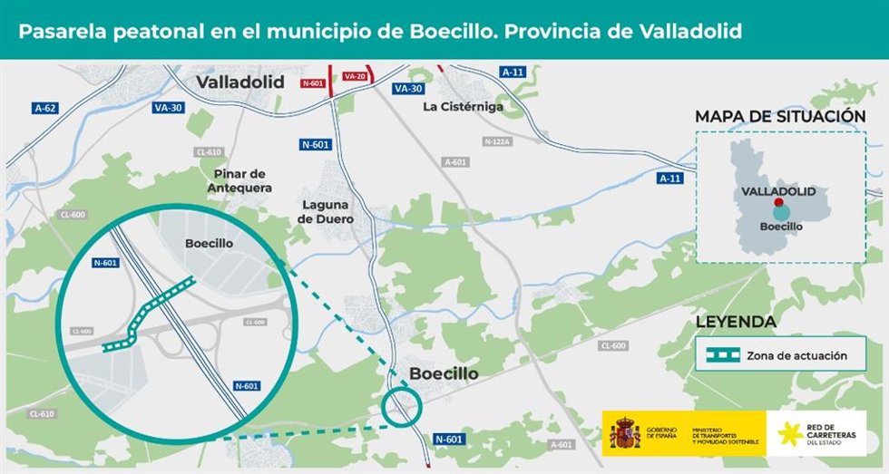 Plano de la pasarela peatonal licitada en Boecillo (Valladolid).