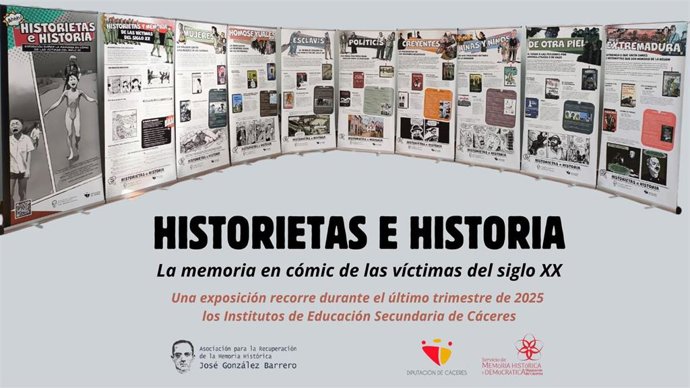 Cartel de la exposición Historietas e Historia, que recorrerá varios institutos de la provincia de Cáceres