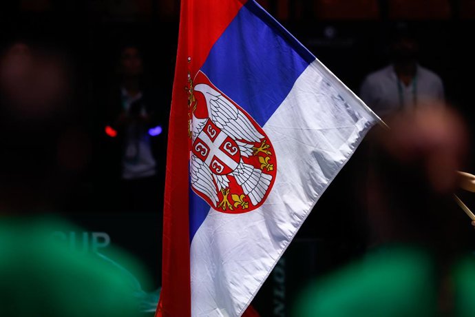Archivo - Serbia flag is seen during the Davis Cup 2023, Group C, tennis match played between Serbia and Czech Republic at Fuente de San Luis pavilion on September 16, 2023, in Valencia, Spain.