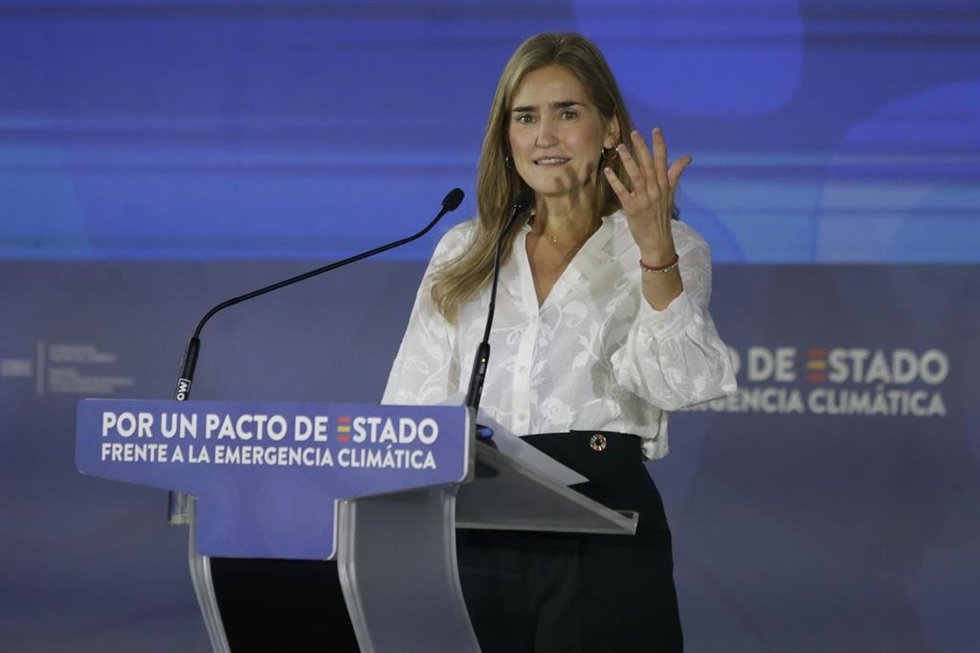 La vicepresidenta tercera y ministra para la Transición Ecológica y el Reto Demográfico, Sara Aagesen, en Ponferrada, León (España).
