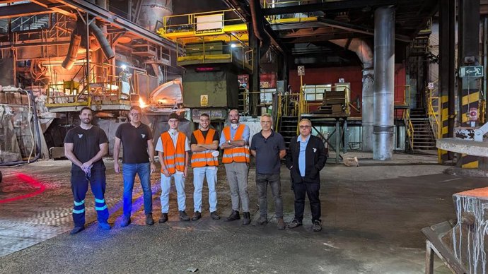 Investigadores del proyecto Optimodel en el que colaboran la UPNA y Tafalla Iron Fondry. I-D: Iñigo Fresán, Juan Antonio Molina, Joel Castellanos, Diego Fernández, Carlos López Molina, Lucas Álvarez y Luis Enrique Asa.