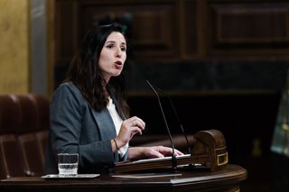 La diputada de Vox Rocío de Meer, interviene durante una sesión plenaria, en el Congreso de los Diputados, a 14 de octubre de 2025, en Madrid (España). 