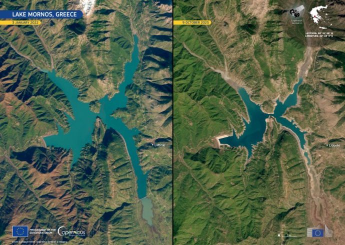El impacto de la sequía en el lago Mornos (Grecia)