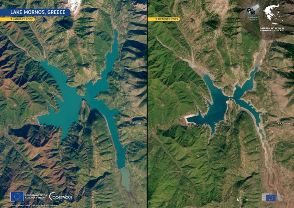 El impacto de la sequía en el lago Mornos (Grecia)