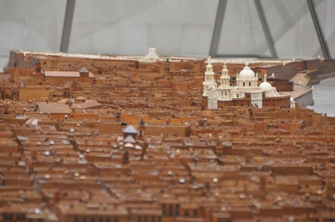 Archivo - Detalle de la Maqueta de Cádiz en el Museo de las Cortes.