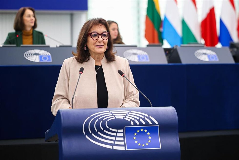 La comisaria para el Mediterráneo, Dubravka Suica, en un debate en el Parlamento Europeo sobre el acuerdo en Oriente Próximo.