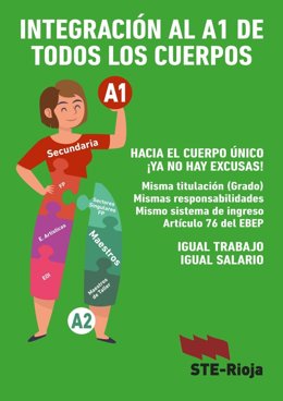 El STE-Rioja lanza una campaña para exigir que el profesorado de los cuerpos A2 se integren en el cuerpo A1
