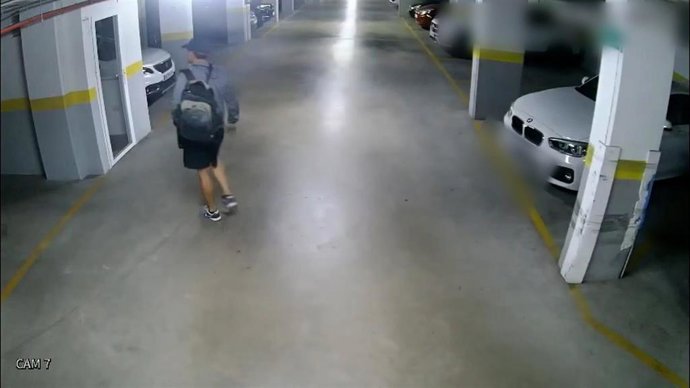 Imágenes del robo en el interior de un vehículo de un garaje comunitario de Almerimar, en El Ejido (Almería).