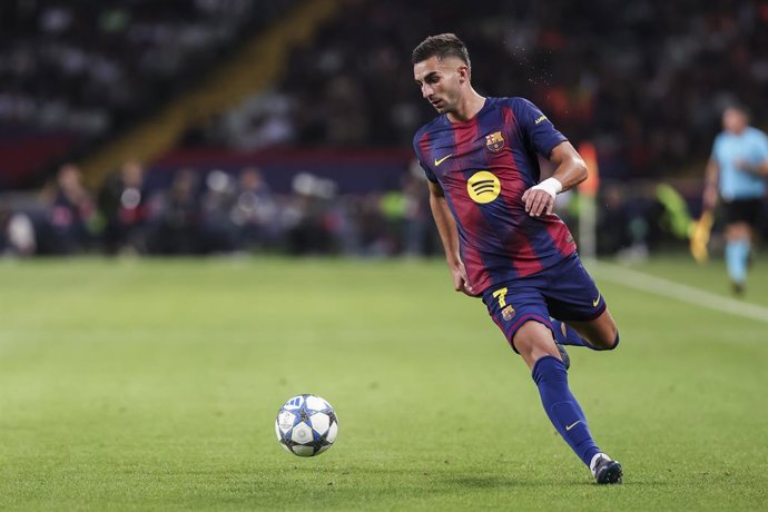 Ferran Torres of FC Barcelona in action during the UEFA Champions League 2025/26 League Phase MD2, match between FC Barcelona and Paris Saint-Germain at Estadi Olimpic Lluis Companys on October 01, 2025 in Barcelona, Spain.