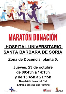 Cartel Del Maratón De Donación De Sangre En El Hospital De Soria