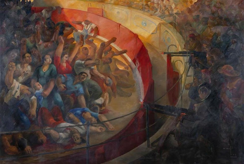 Cuadro que refleja los fusilamientos en la plaza de toros de Badajoz el 14 de agosto de 1936