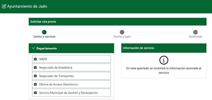 Imagen de la web del nuevo sistema de cita previa.