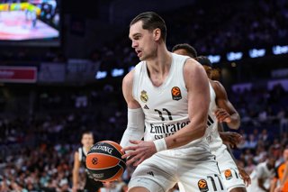 Mario Hezonja of Real Madrid in action during the EuroLeague Regular Season Round 4 match between Real Madrid and Partizan Mozzart Bet Belgrade at Movistar Arena on October 15, 2025 in Madrid, Spain.