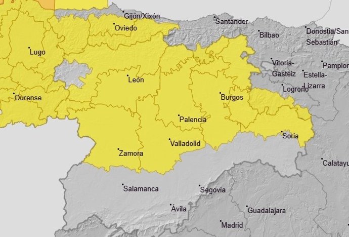 La Aemet activa el aviso amarillo por viento este miércoles en seis provincias de Castilla y León