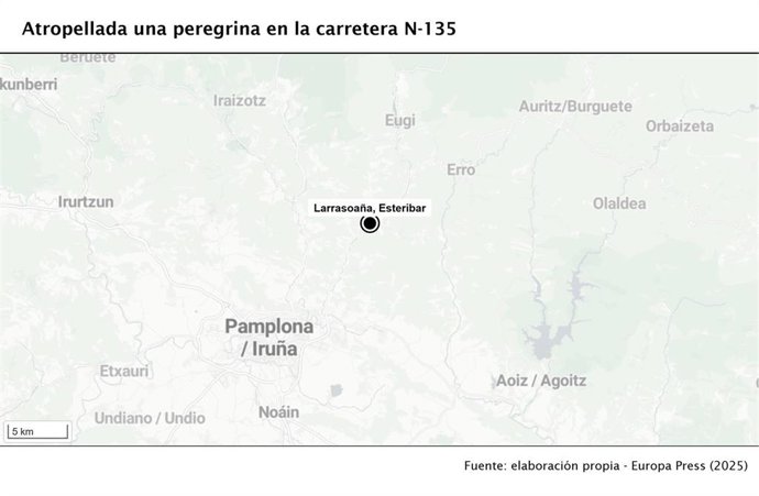 Atropellada una peregrina del Camino de Santiago en Larrasoaña