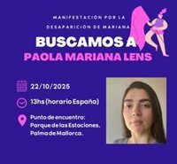 Convocan una concentración en Palma tras la desaparición de una joven argentina