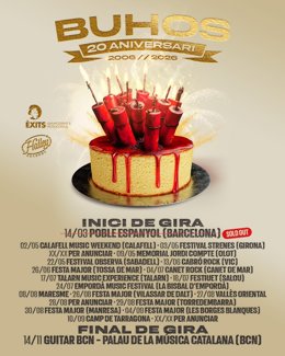 Cartel de la gira del 20 aniversario de Buhos
