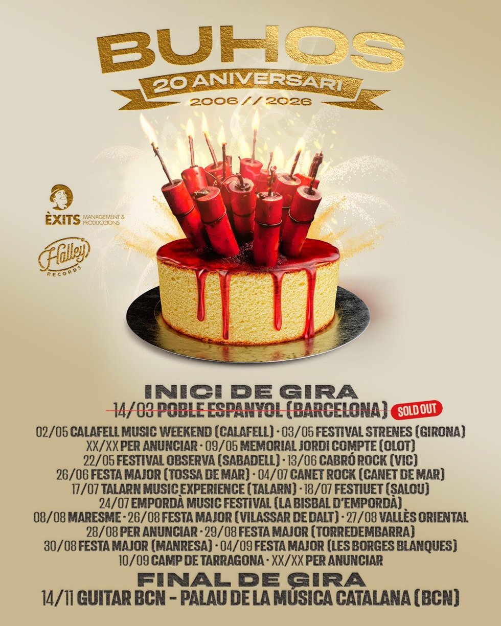 Cartel de la gira del 20 aniversario de Buhos