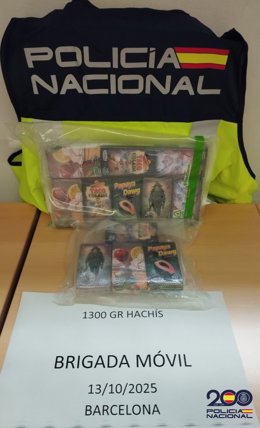 1300 grams d'haixix requisats per la Policia Nacional