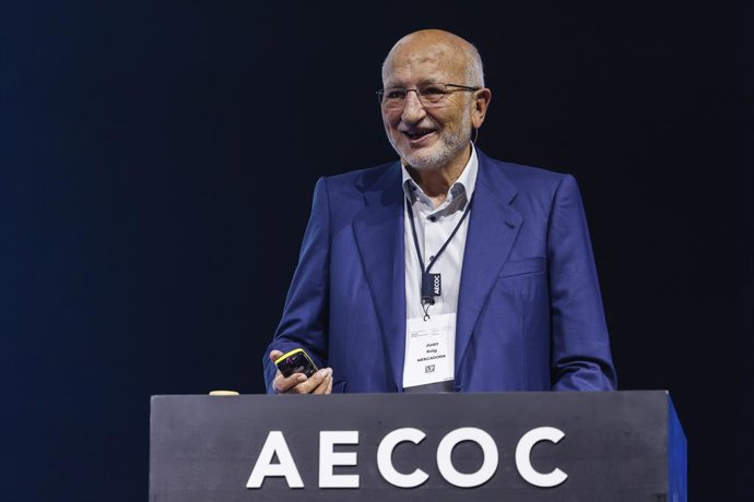 El president de Mercadona, Juan Roig, durant el congrés de l'associació de fabricants i distribuïdors AECOC.
