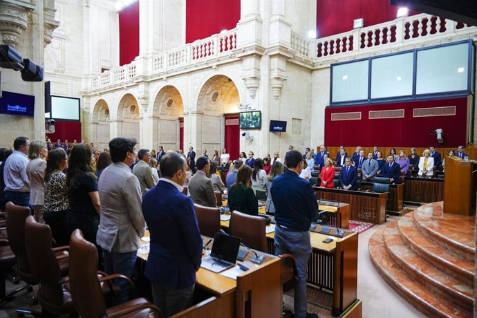 El Pleno del Parlamento andaluz guarda un minuto de silencio en memoria de la menor Sandra Peña.