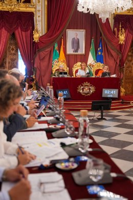 Almudena Martínez preside el Pleno de la Diputación de Cädiz del mes de octubre,
