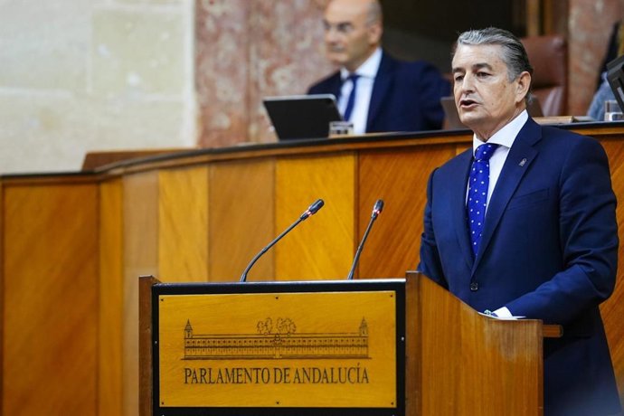 El consejero de Sanidad, Presidencia y Emergencias, Antonio Sanz, este miércoles en el Parlamento