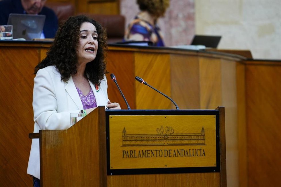 La portavoz del grupo Por Andalucía, Inma Nieto, interviene en el Pleno del Parlamento.