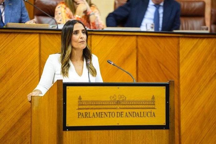 La diputada del Grupo Popular Beatriz Jurado, este miércoles durante su intervención en el debate general sobre sanidad en el Pleno del Parlamento.