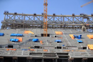 Archivo - 20 December 2019, Qatar, Lusail: A general view of the construction of the Lusail Stadium in Lusail, Qatar. Photo: Adam Davy/PA Wire/dpa