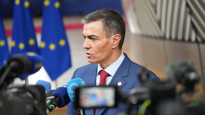 O Presidente do Governo, Pedro Sánchez, em sua chegada à reunião do Conselho Europeu em Bruxelas.
