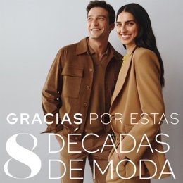 Imagen del cartel de conmemoración del 80 aniversario de Cortefiel.