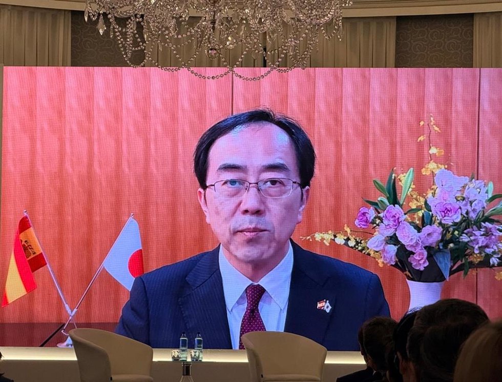 El ministro adjunto de Asuntos Exteriores de Japón, Takeshi Akahori, en la inauguración del Foro España-Japón 2025