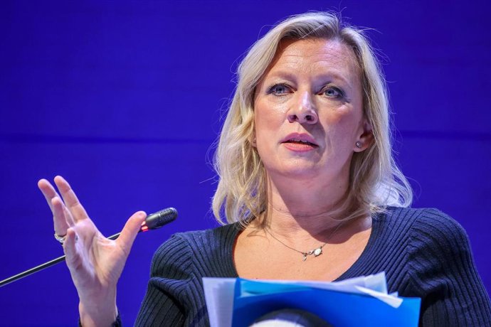 La portavoz del Ministerio de Exteriores de Rusia, Maria Zajarova, durante una rueda de prensa en San Petersburgo en octubre de 2025 (archivo)