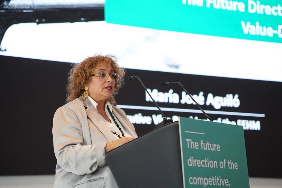 La vicepresidenta ejecutiva de la FEHM, María José Aguiló, en la jornada.
