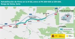 Transportes adjudica por 549.485 euros la rehabilitación de un tramo de 10 km de la N-122 en Burgo de Osma (So