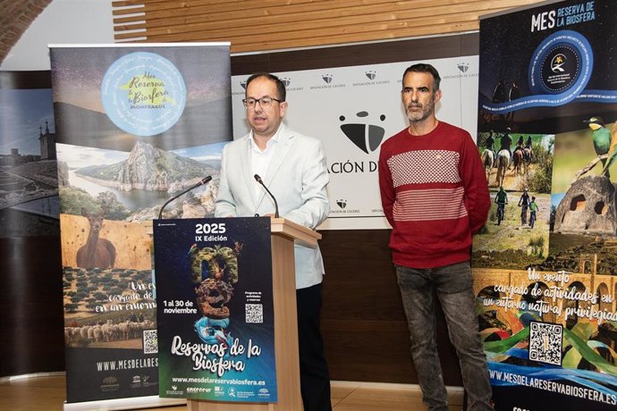 El diputado de Reto Demográfico y Espacios Naturales Protegidos de la Diputación de Cáceres, Javier Díaz Cieza, presenta el Mes de las Reservas de la Biosfera de Tajo Internacional y Monfragüe que incluyen 35 actividades