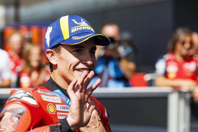 September 27, 2025, Motegi, Tochigi Prefecture, Japan: Number 93 Ducati Lenovo Team rider Marc Marquez during is third after Qualifying at the 2025 Motul Grand Prix of Japan.,Image: 1040918719, License: Rights-managed, Restrictions: , Model Release: no, C