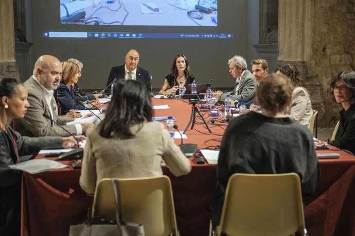 El presidente de la Diputación, Miguel Ángel d eVicente, y la directora del museo, Ana Doldán, durante la sesión del Pleno del Consorcio.