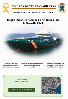 Organizan una jornada de puertas abiertas para visitar el buque oceánico 'Duque de Ahumada' en Palma
