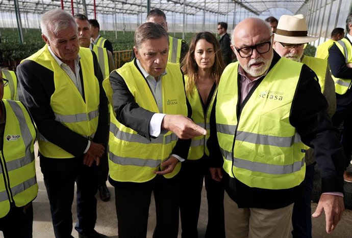 El ministro de Agricultura, Pesca y Alimentación, Luis Planas (c), durante una visita a las zonas afectadas por la dana, a 23 de octubre de 2025, en Torrent (Valencia).