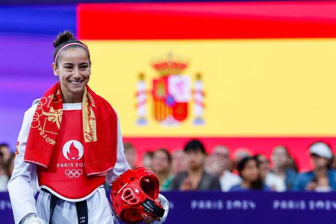 Archivo - Adriana Cerezo Iglesias of Spain gestures against Maria Sara Grippoli Gagliardo of Uruguay during the Women's -49kg Round of 16 at the Grand Palais during the Paris 2024 Olympics Games on August 7, 2024 in Paris, France.