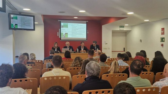 El delegado territorial de Empleo, Empresa y Trabajo Autónomo en Cádiz, Daniel Sánchez Román, en la jornada técnica 'Buenas prácticas de prevención de riesgos laborales frente a caídas en altura en el sector de la construcción'.