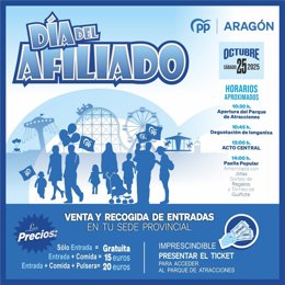 Cartel del Día del Afiliado del PP Aragón 2025.