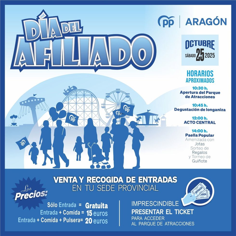 Cartel del Día del Afiliado del PP Aragón 2025.